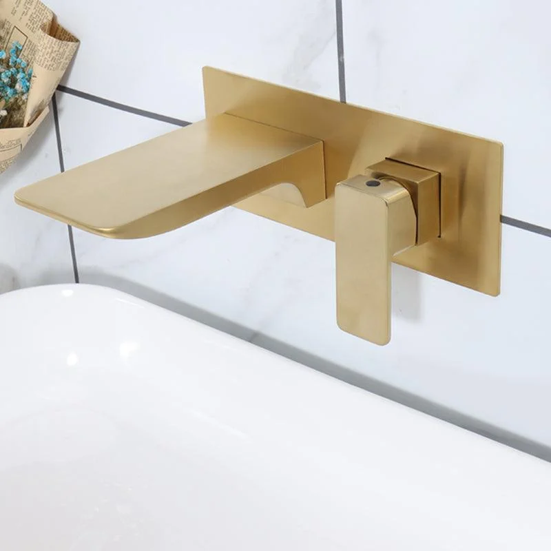 Contemporary Wall Mounted Metal Tub Filler One Handles Waterfall Tub Tap Trim -Bathlova