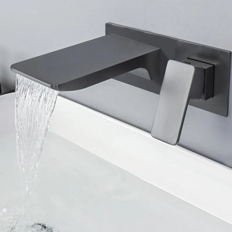 Contemporary Wall Mounted Metal Tub Filler One Handles Waterfall Tub Tap Trim -Bathlova