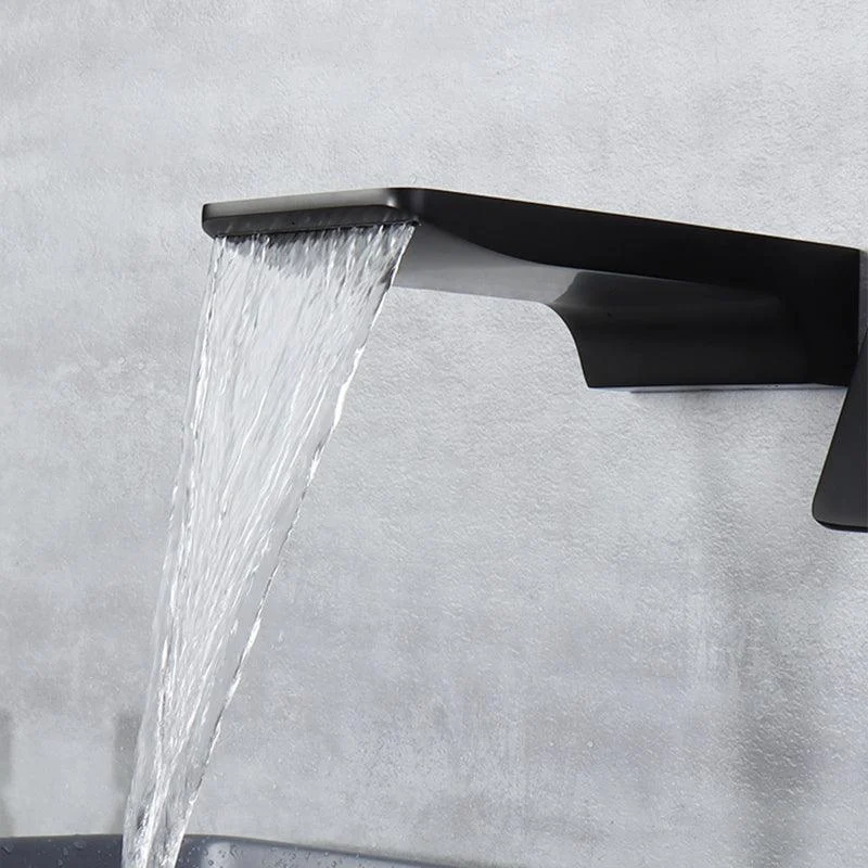 Contemporary Wall Mounted Metal Tub Filler One Handles Waterfall Tub Tap Trim -Bathlova