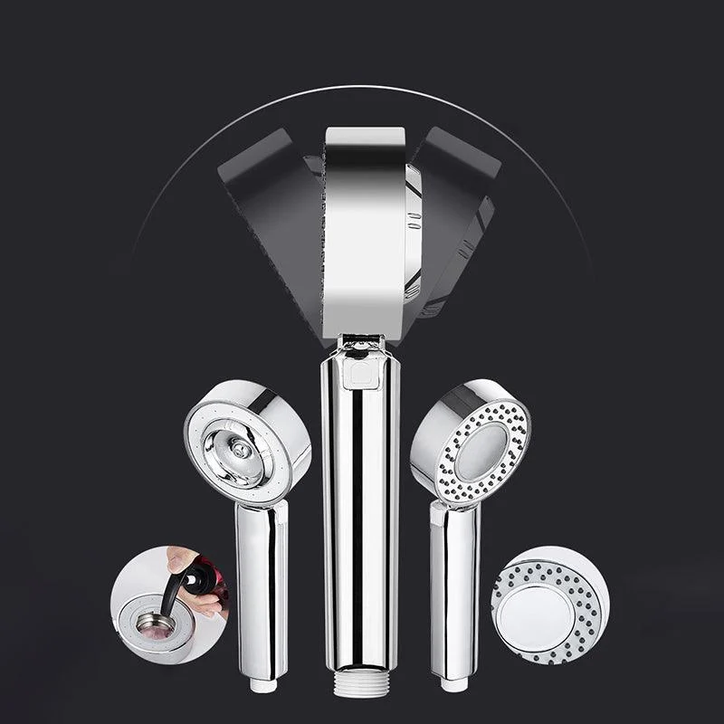 Contemporary Wall Mounted Shower Head Combo Chrome Round Hand Shower -Bathlova