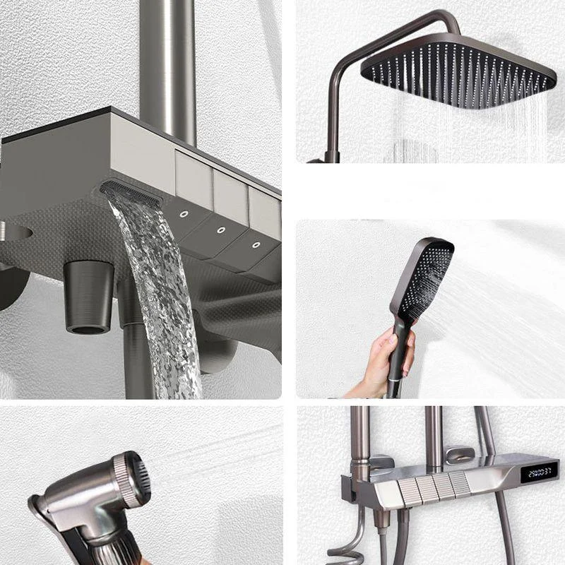 Contemporary Wall Mounted Shower System Slide Bar Included Shower Set -Bathlova