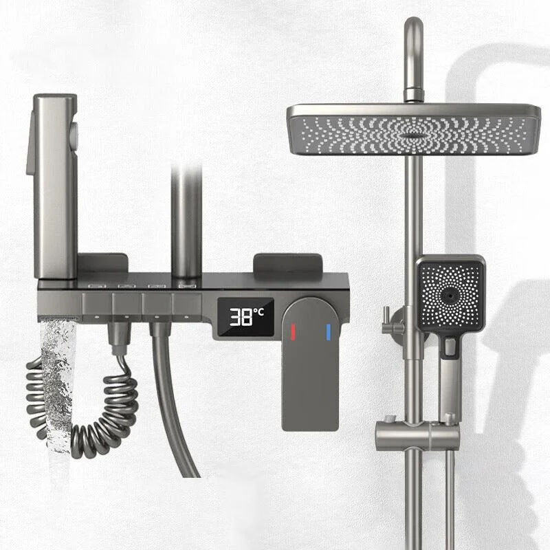 Contemporary Wall Mounted Shower System Slide Bar Included Shower Set -Bathlova