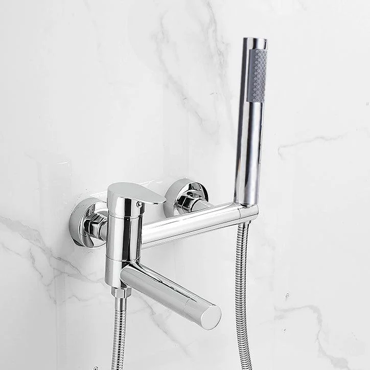 Contemporary Wall Mounted Tub Filler Single Handle Metal Tap -Bathlova