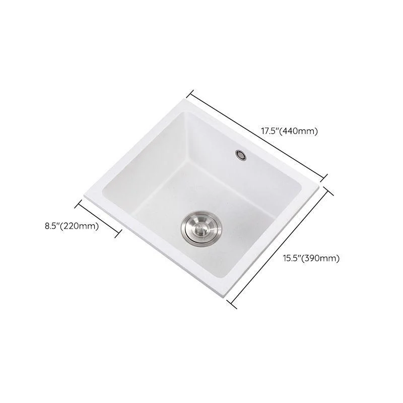 Contemporary White Quartz Kitchen Sink Drop-In 1 Holes Single Bowl Sink -Bathlova