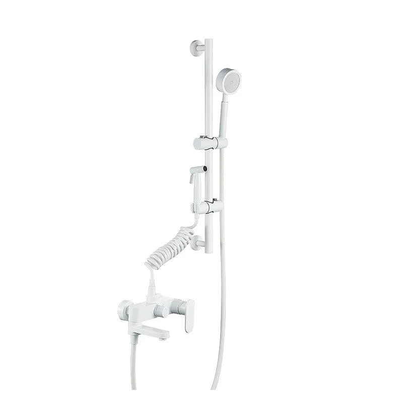 Contemporary White Wall Mounted Shower Set Round Handheld Shower Head Slide Bar Included -Bathlova