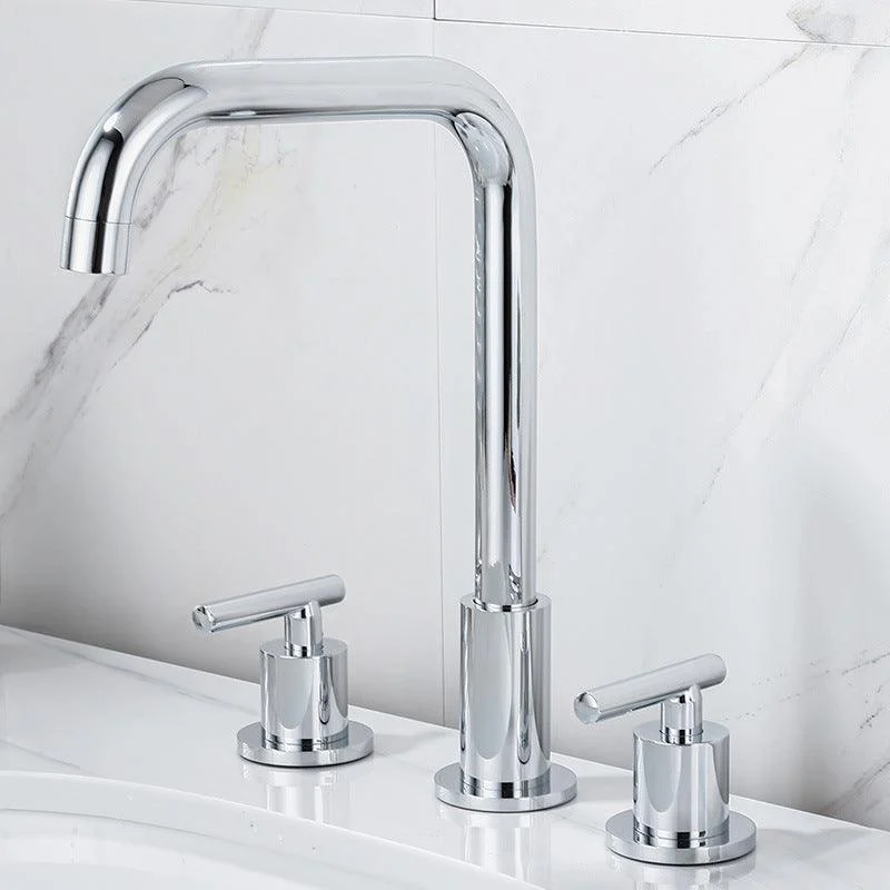 Contemporary Widespread Sink Tap Plain High Arc Wide Spread Bathroom Tap -Bathlova