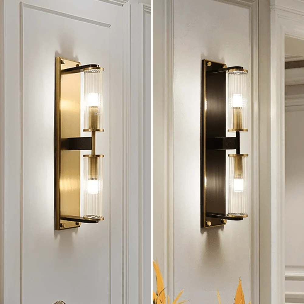 Copper & Glass Column Wall Sconce -Bathlova