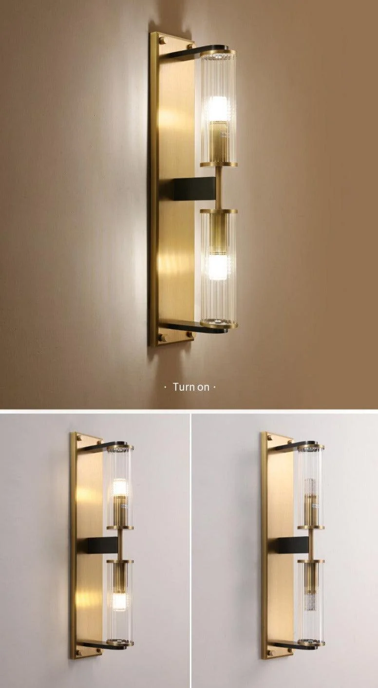 Copper & Glass Column Wall Sconce -Bathlova