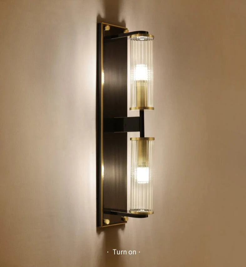 Copper & Glass Column Wall Sconce -Bathlova