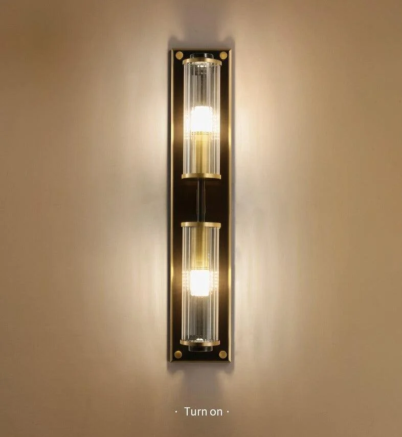 Copper & Glass Column Wall Sconce -Bathlova