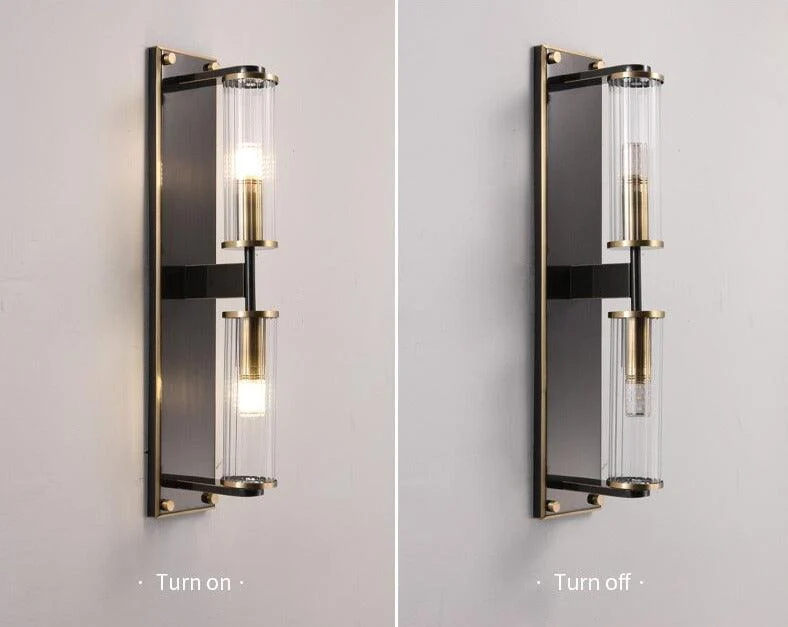 Copper & Glass Column Wall Sconce -Bathlova