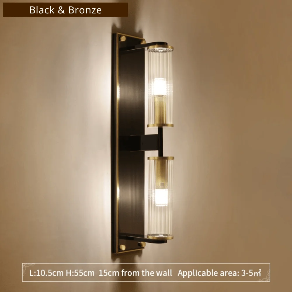 Copper & Glass Column Wall Sconce -Bathlova