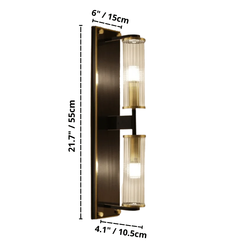 Copper & Glass Column Wall Sconce -Bathlova