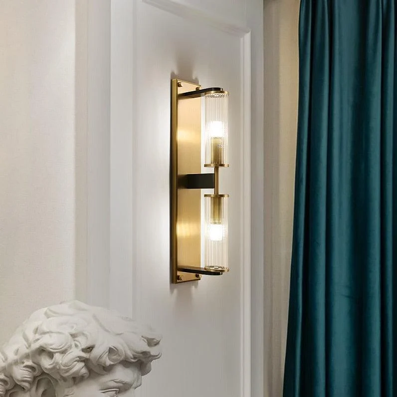 Copper & Glass Column Wall Sconce -Bathlova