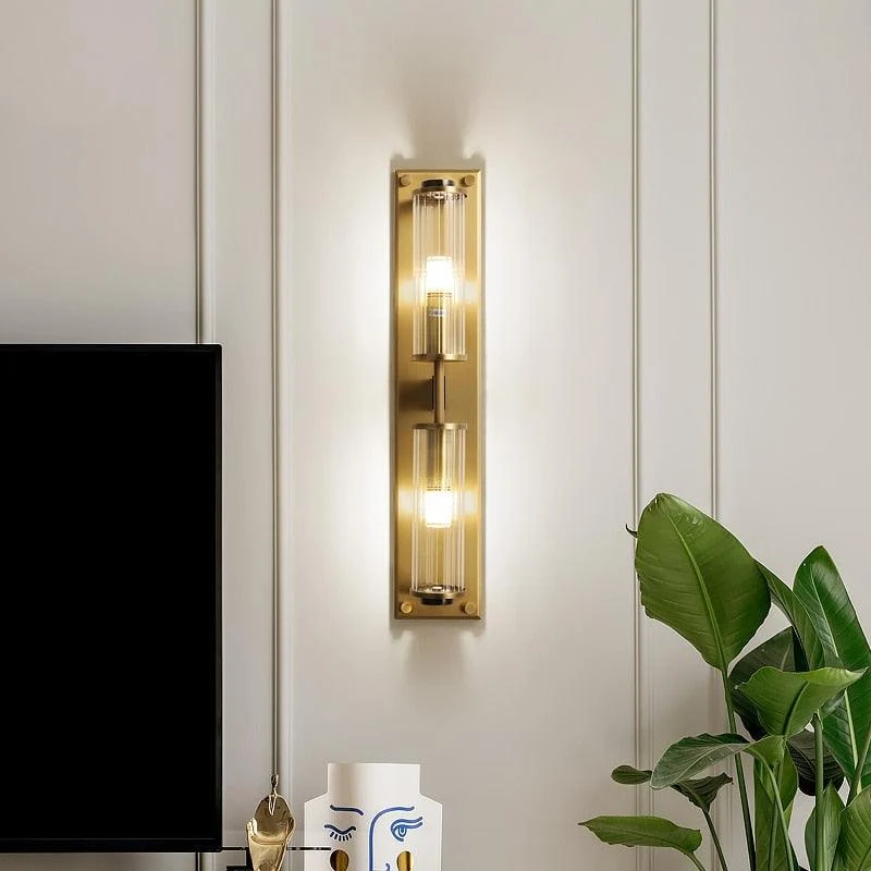 Copper & Glass Column Wall Sconce -Bathlova