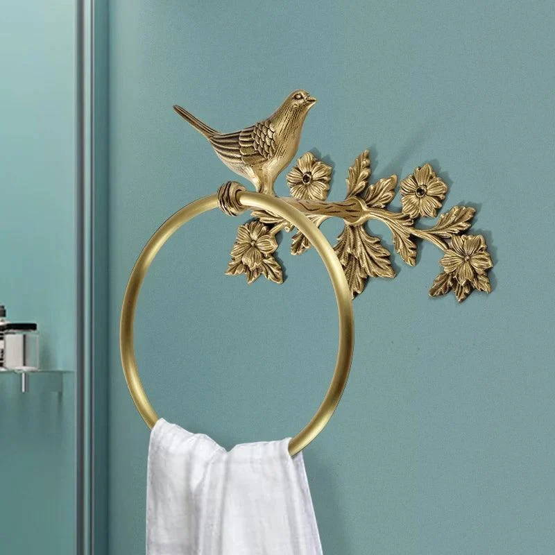 Copper Bird Decoration Towel Bar Towel Rack Bathroom Accessory -Bathlova