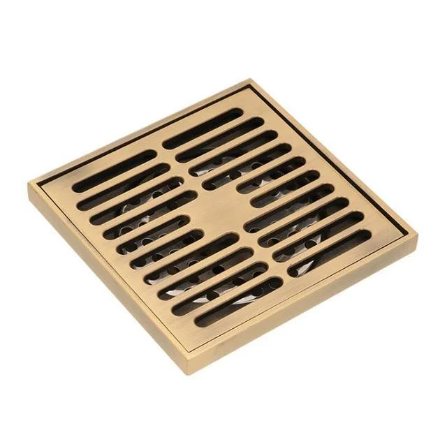 Copper Brass Floor Drains Square Flower Art Carved Toilet Drain Cover -Bathlova