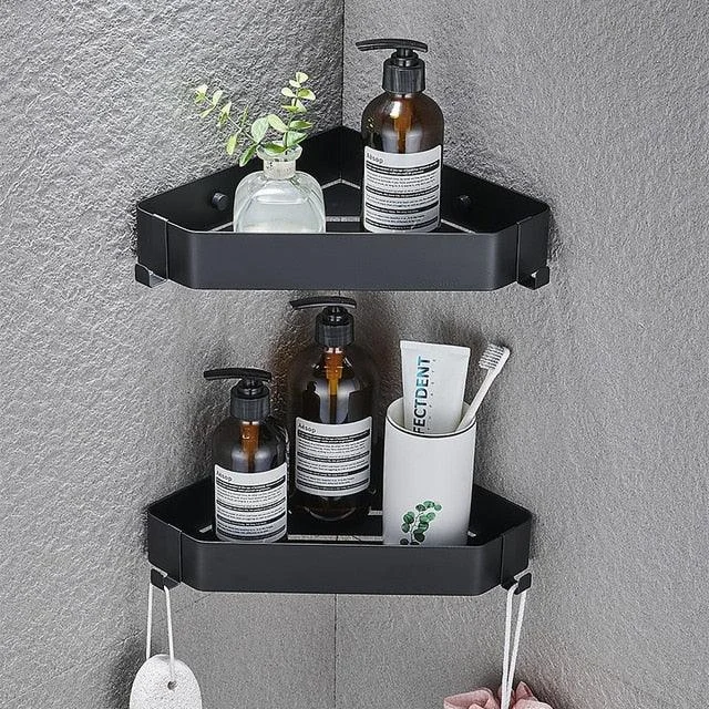 Corner Shelf Bathroom Storage Shelves Stainless Steel Triangle Towel Rack -Bathlova