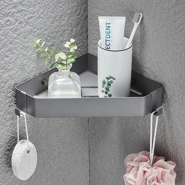 Corner Shelf Bathroom Storage Shelves Stainless Steel Triangle Towel Rack -Bathlova