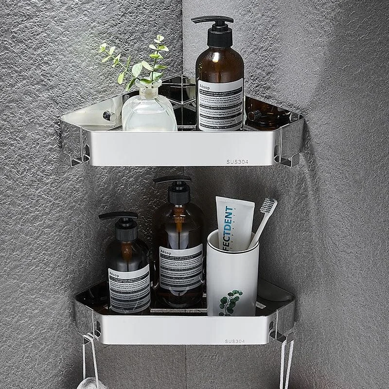 Corner Shelf Bathroom Storage Shelves Stainless Steel Triangle Towel Rack -Bathlova