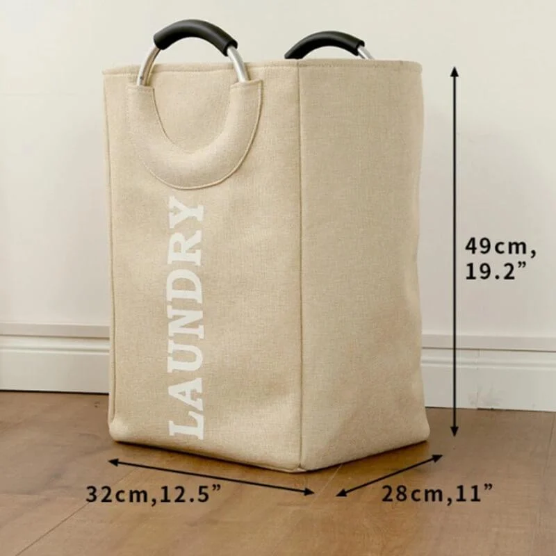 Cotton Linen Laundry Bag With Aluminum Handle -Bathlova