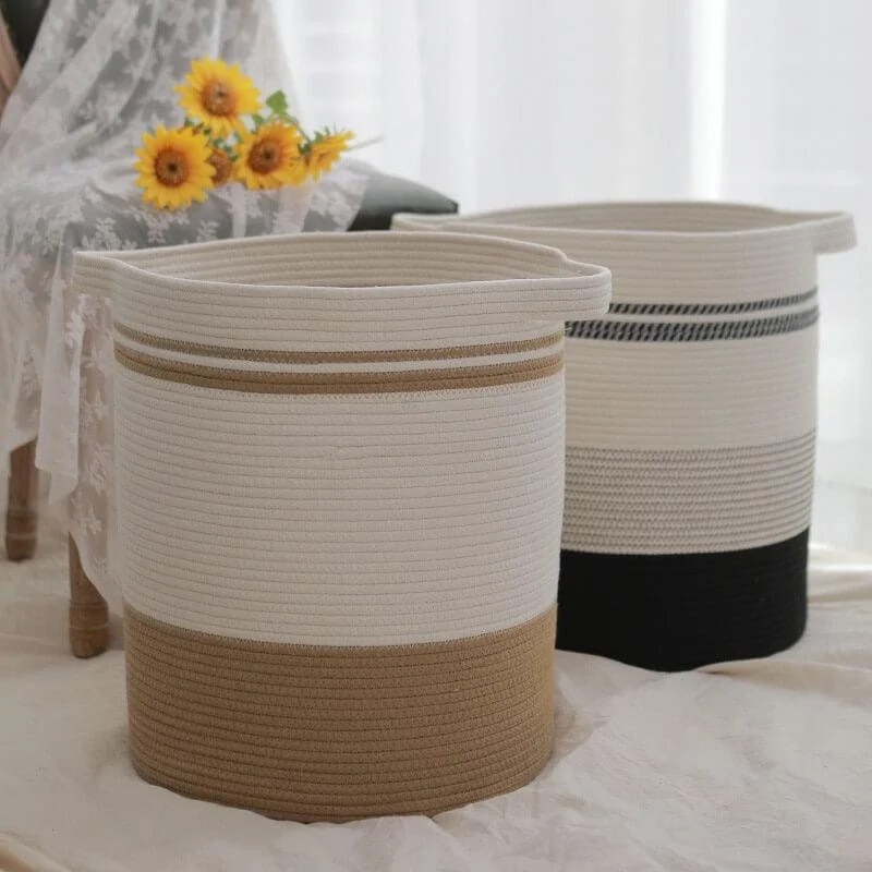 Cotton Rope Storage Hamper with Handles -Bathlova