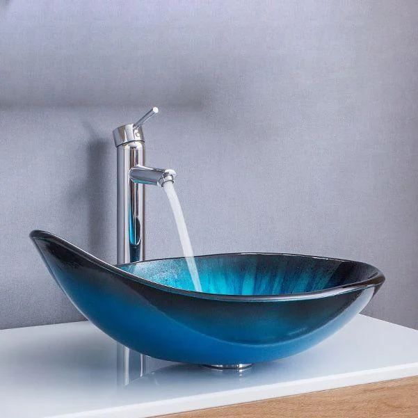 Creative Glass Vessel Sink Specialty Vessel Bathroom Sink with Pop-Up Drain -Bathlova