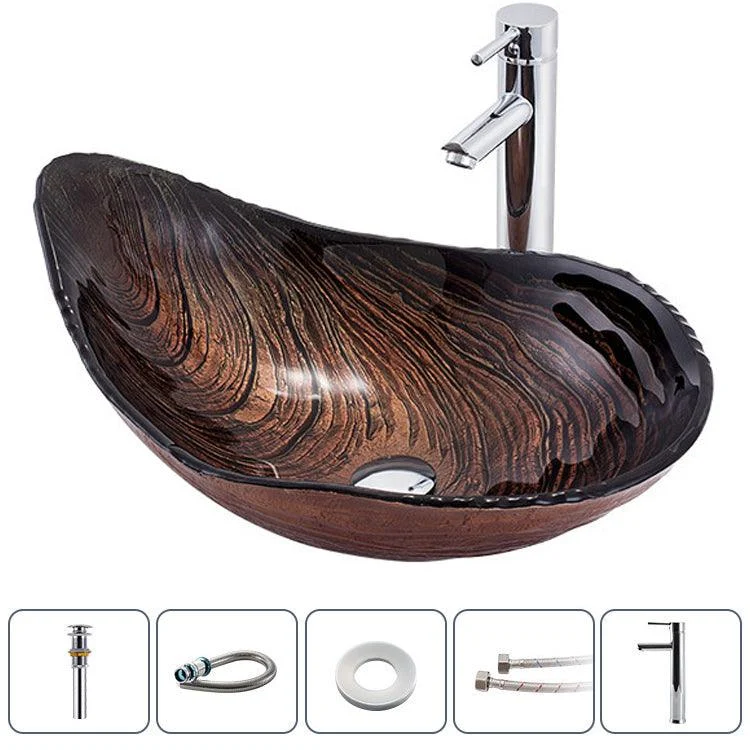 Creative Glass Vessel Sink Specialty Vessel Bathroom Sink with Pop-Up Drain -Bathlova