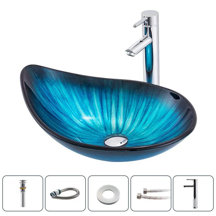 Creative Glass Vessel Sink Specialty Vessel Bathroom Sink with Pop-Up Drain -Bathlova