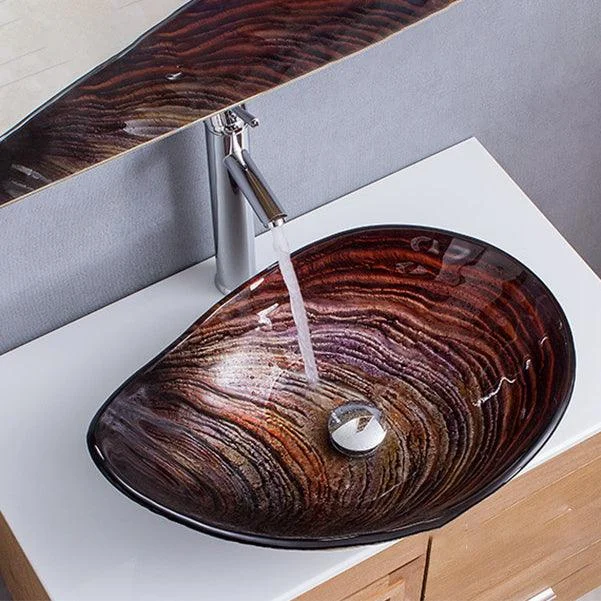 Creative Glass Vessel Sink Specialty Vessel Bathroom Sink with Pop-Up Drain -Bathlova