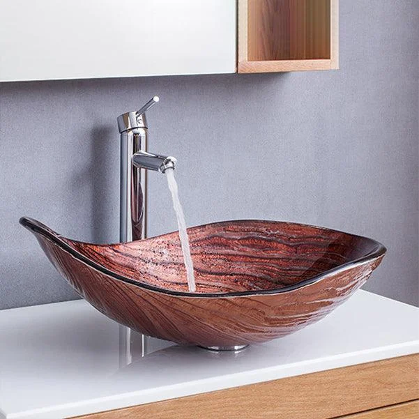 Creative Glass Vessel Sink Specialty Vessel Bathroom Sink with Pop-Up Drain -Bathlova