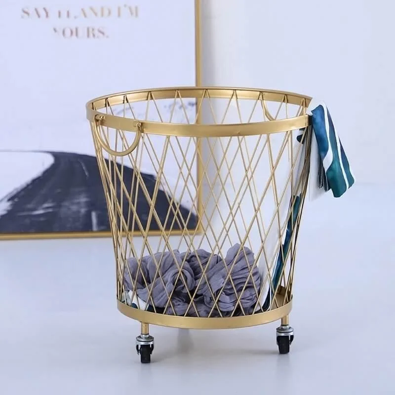 Creative Golden Laundry Basket with Wheels -Bathlova