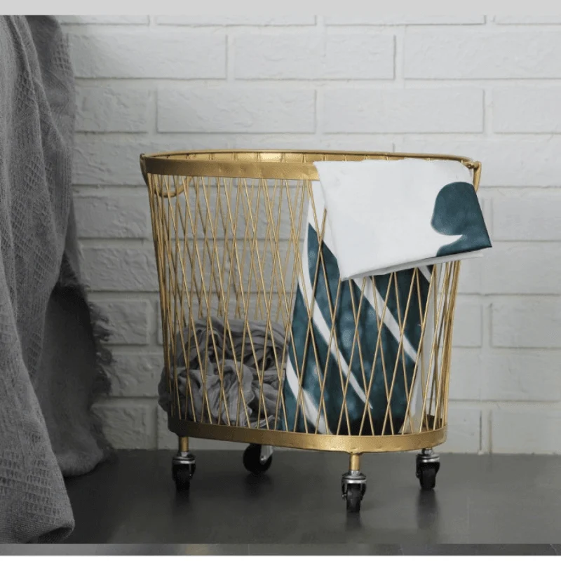 Creative Golden Laundry Basket with Wheels -Bathlova