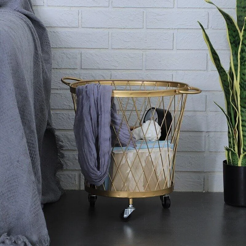 Creative Golden Laundry Basket with Wheels -Bathlova