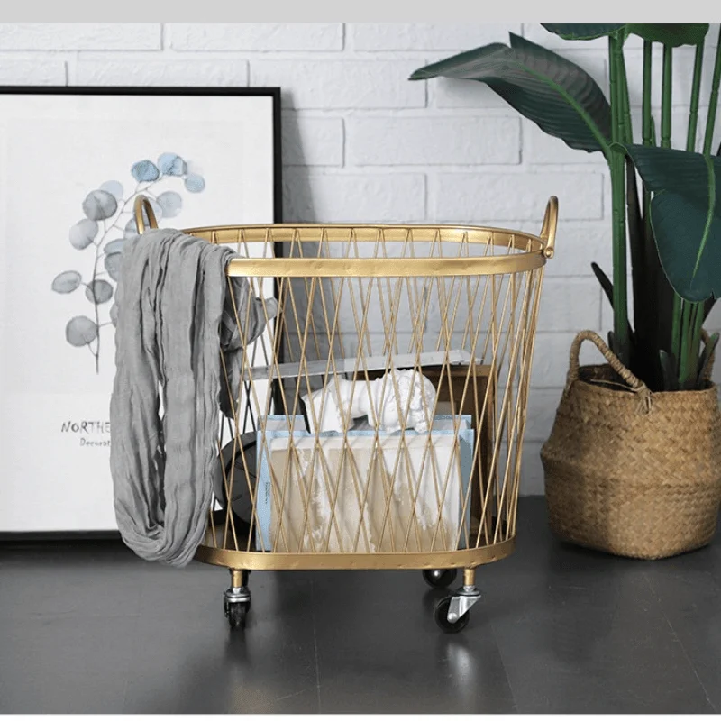 Creative Golden Laundry Basket with Wheels -Bathlova