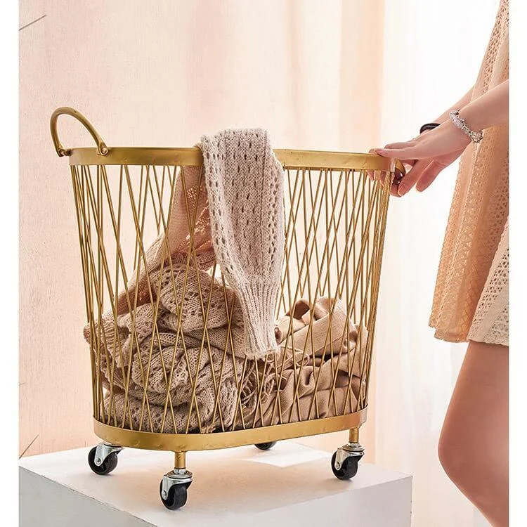 Creative Golden Laundry Basket with Wheels -Bathlova