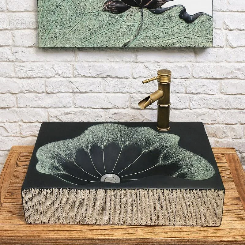 Creative Lotus Leaf Washbasins Above Counter Basin Bathroom Sinks -Bathlova