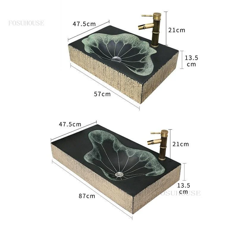 Creative Lotus Leaf Washbasins Above Counter Basin Bathroom Sinks -Bathlova