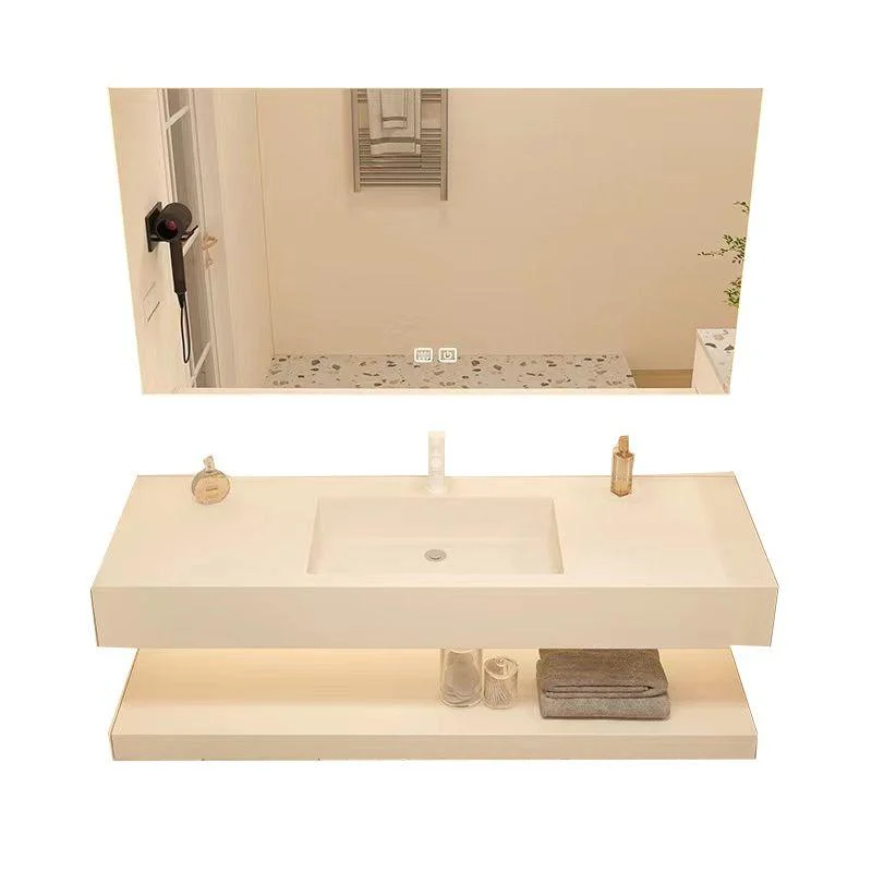 Creative Vanity Sink Mirror Wall-Mounted Bathroom Vanity Set in White -Bathlova