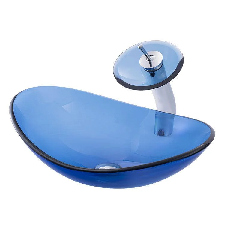 Creative Vessel Bathroom Sink Glass Vessel Lavatory Sink in Blue -Bathlova