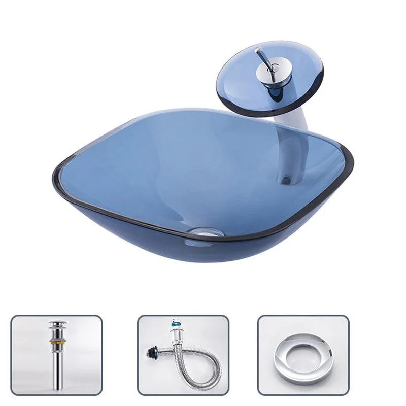 Creative Vessel Bathroom Sink Glass Vessel Lavatory Sink in Blue -Bathlova