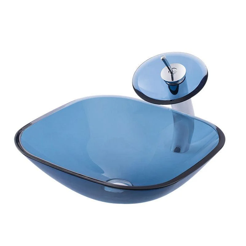 Creative Vessel Bathroom Sink Glass Vessel Lavatory Sink in Blue -Bathlova