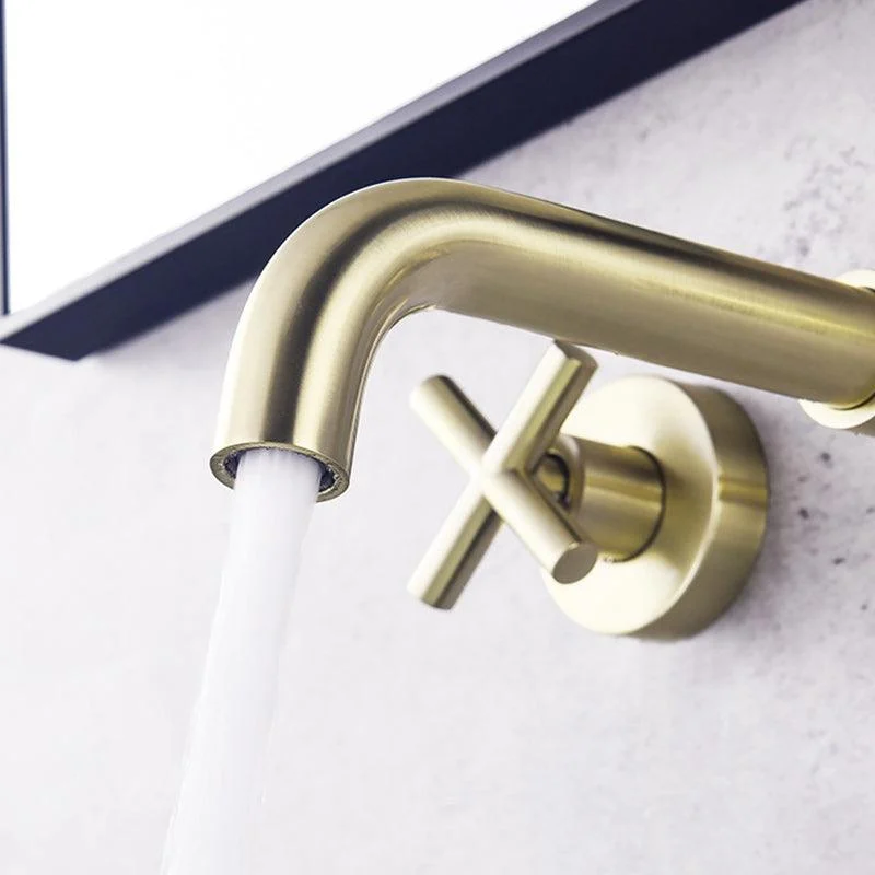 Cross Handle Wall Mounted Bathroom Tap 3 Hole Luxury Vanity Sink Tap -Bathlova