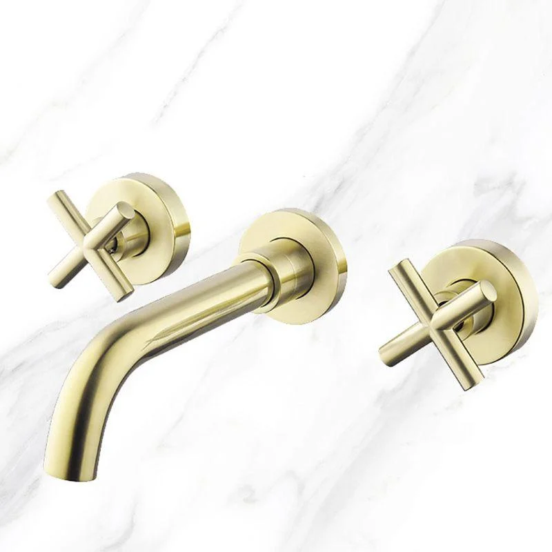 Cross Handle Wall Mounted Bathroom Tap 3 Hole Luxury Vanity Sink Tap -Bathlova