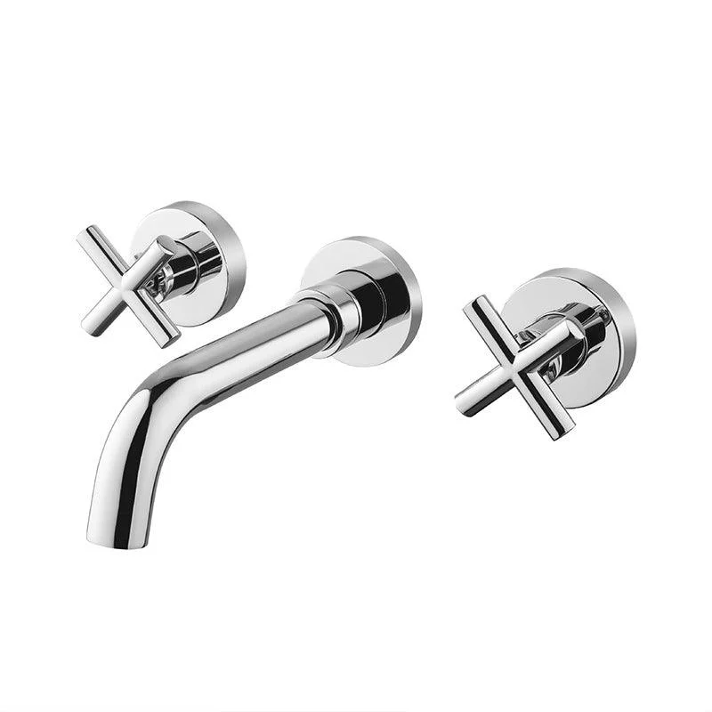 Cross Handle Wall Mounted Bathroom Tap 3 Hole Luxury Vanity Sink Tap -Bathlova