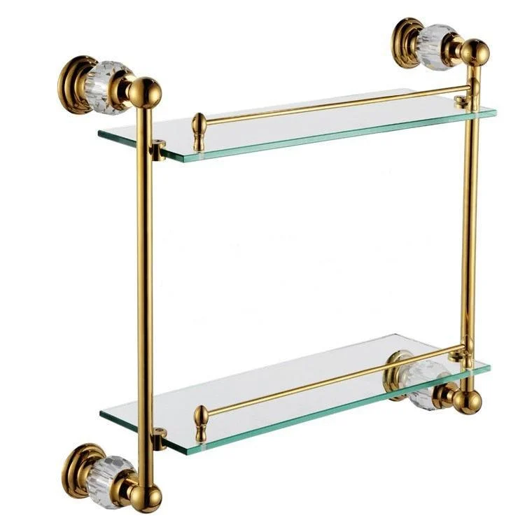 Crystal & Brass Bathroom Shelf Double Shelf Bathroom Accessory -Bathlova