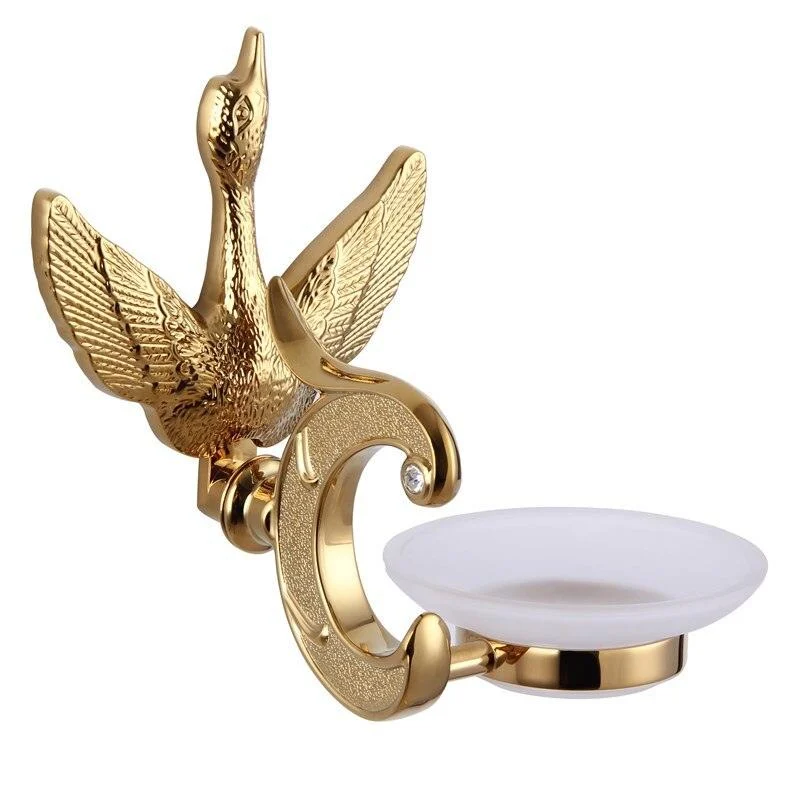 Crystal Gold Polish Swan Bathroom Hardware Include Toilet Paper Holder -Bathlova