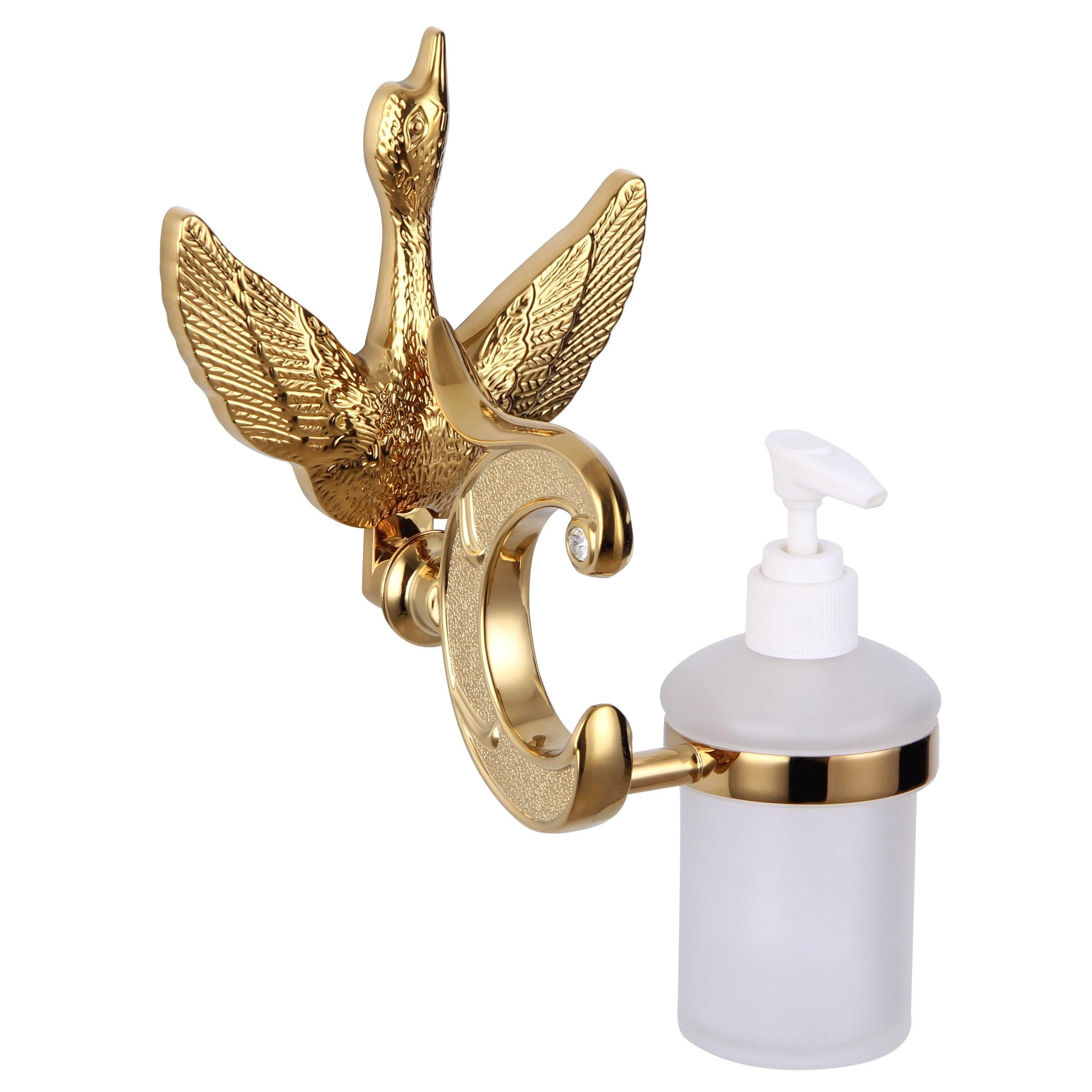 Crystal Gold Polish Swan Bathroom Hardware Include Toilet Paper Holder -Bathlova