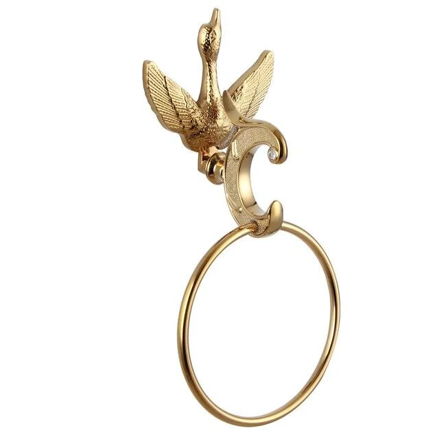 Crystal Gold Polish Swan Bathroom Hardware Include Toilet Paper Holder -Bathlova