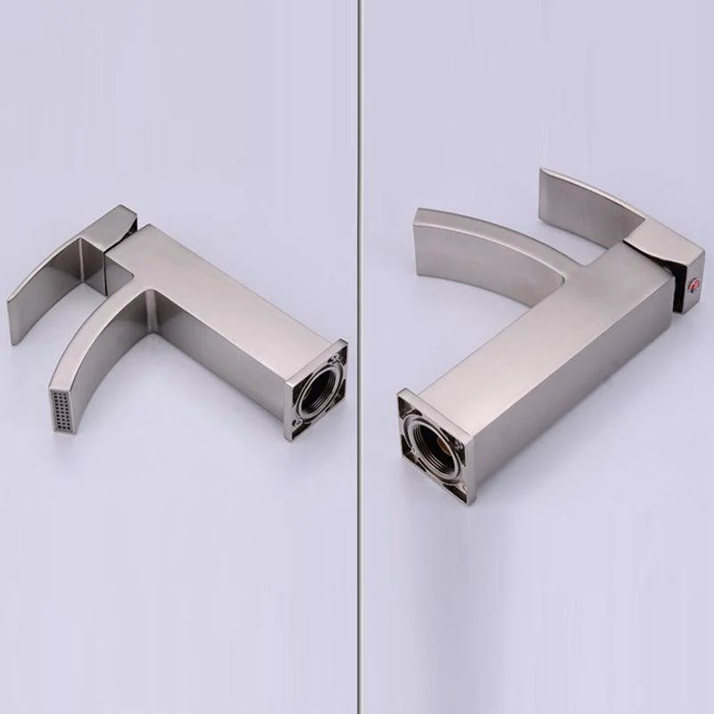 Cubic Chrome Bathroom Tap Low Arc Single Handle Vessel Tap -Bathlova